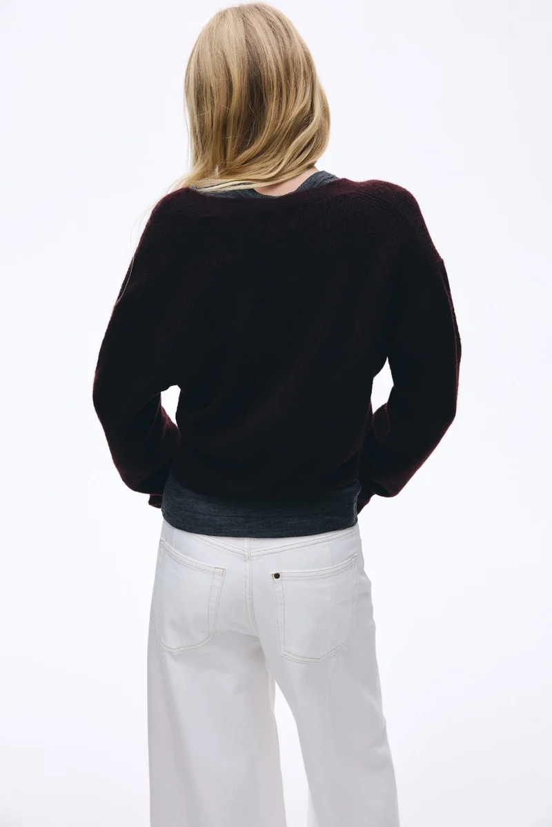 اتش اند ام كارديغان محبوك من نسيج مرن