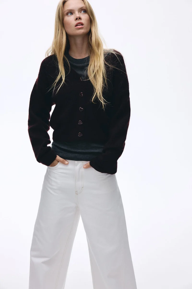 اتش اند ام كارديغان محبوك من نسيج مرن