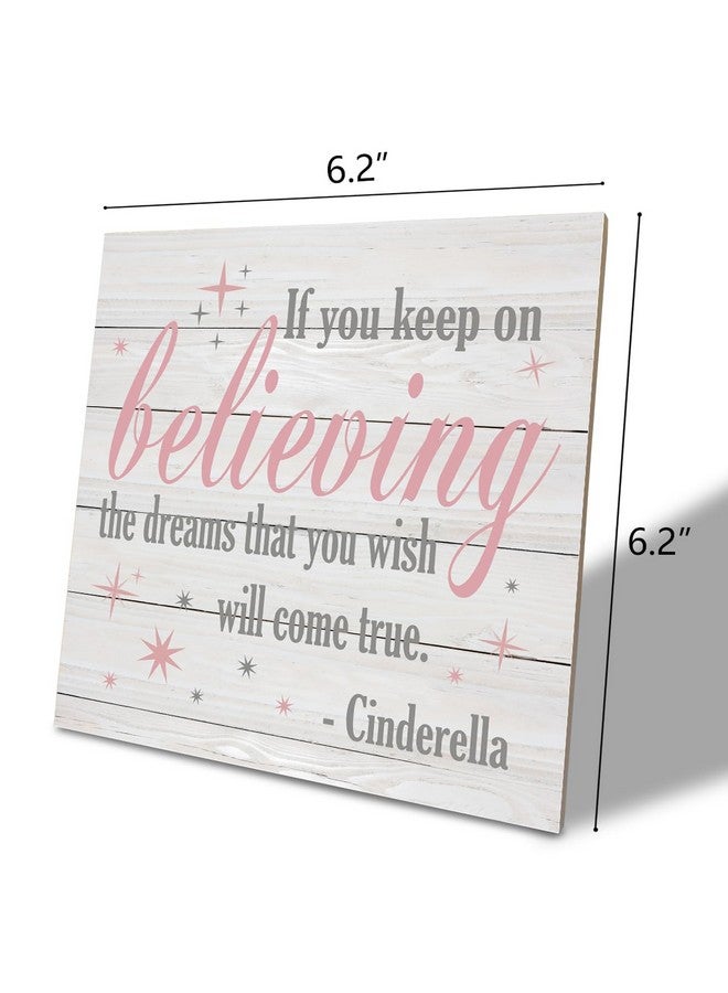 SUSZDOU Inspirational Wooden Sign - Princess Shelf Art, 6.2 * 6.2 Inch, Bedroom Decor for Baby Girl, Cute Believing Sign - Image 2