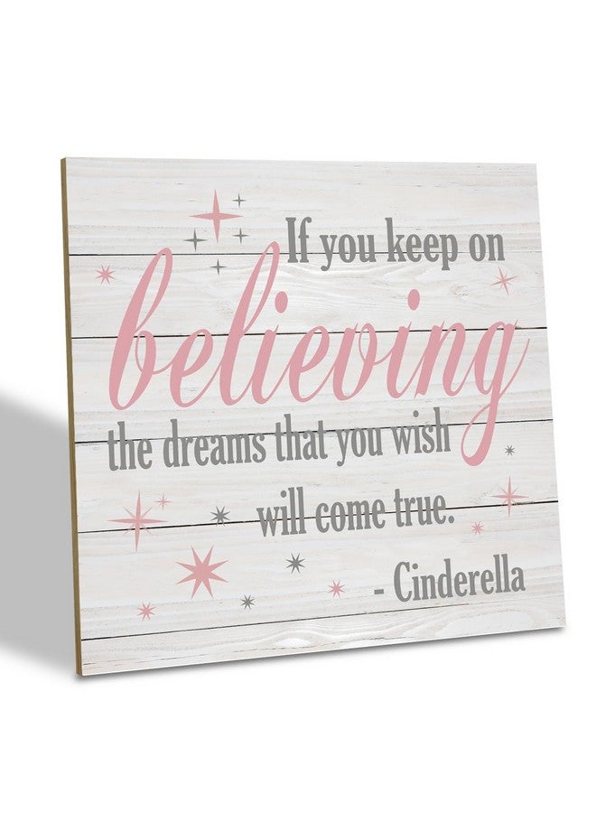 SUSZDOU Inspirational Wooden Sign - Princess Shelf Art, 6.2 * 6.2 Inch, Bedroom Decor for Baby Girl, Cute Believing Sign - Image 1