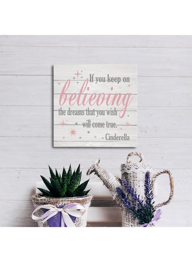 SUSZDOU Inspirational Wooden Sign - Princess Shelf Art, 6.2 * 6.2 Inch, Bedroom Decor for Baby Girl, Cute Believing Sign - Image 5
