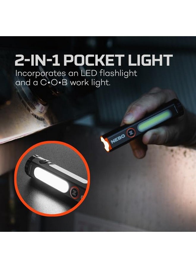 NEBO NEBO Mini Larry 500 Pocket Flashlight | 500 Lumens, 2 Light Modes, Compact, Rechargeable COB Work Light & Mini Flashlight, Magnetic Base & Steel Clip, Waterproof, Includes USB-C Charging Cable  - Image 1