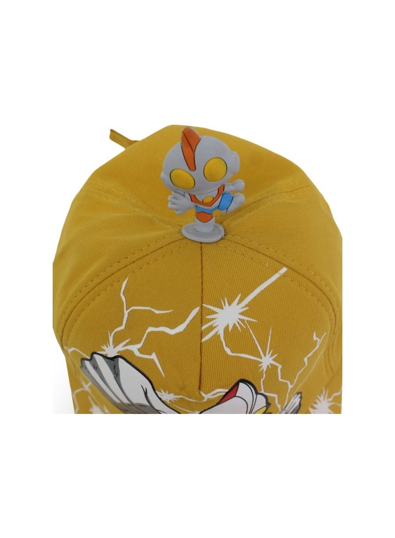 Fancy Boys Cotton Cap – Yellow with Ultraman Print - Image 3