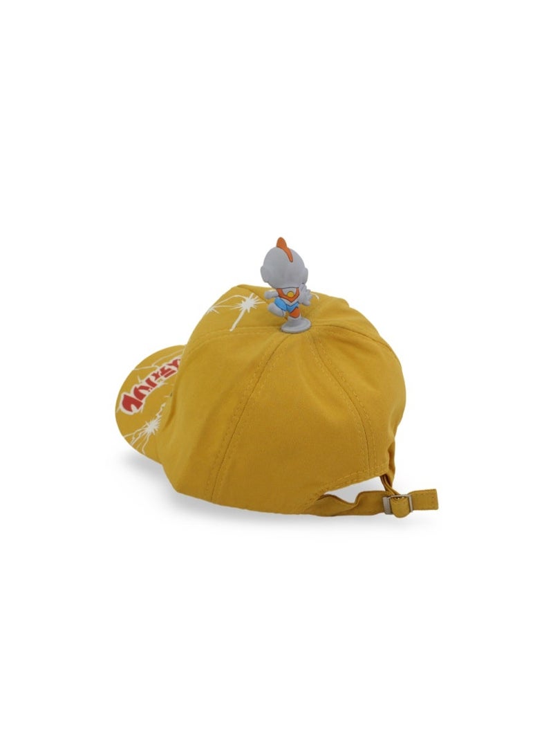 Fancy Boys Cotton Cap – Yellow with Ultraman Print - Image 2