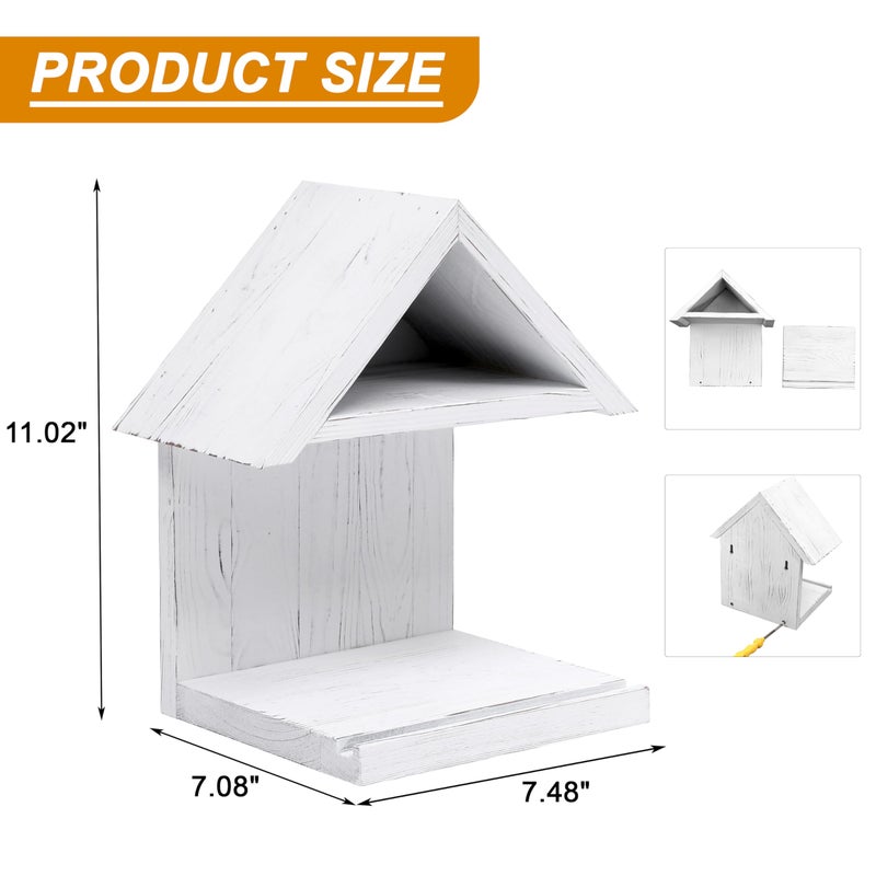 LETUBUYU Wooden Floating Bedside Bookshelf, Desktop Book Stand, Mini Library Shelf for Glasses, Side Table Book Lover Organization (White) - Image 2