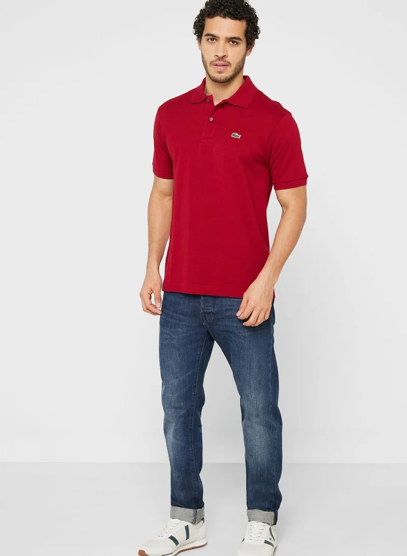 LACOSTE Chest Logo Ribbed Collar Polo