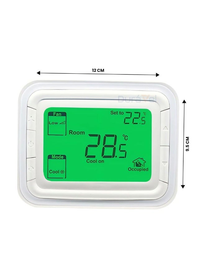 درافل منظم حرارة ديورافيل الرقمي بشاشة LCD مع إضاءة خلفية خضراء، ولوحة تحكم في درجة الحرارة، ووضع المروحة والتبريد، ومستشعر إشغال الغرفة - Image 5