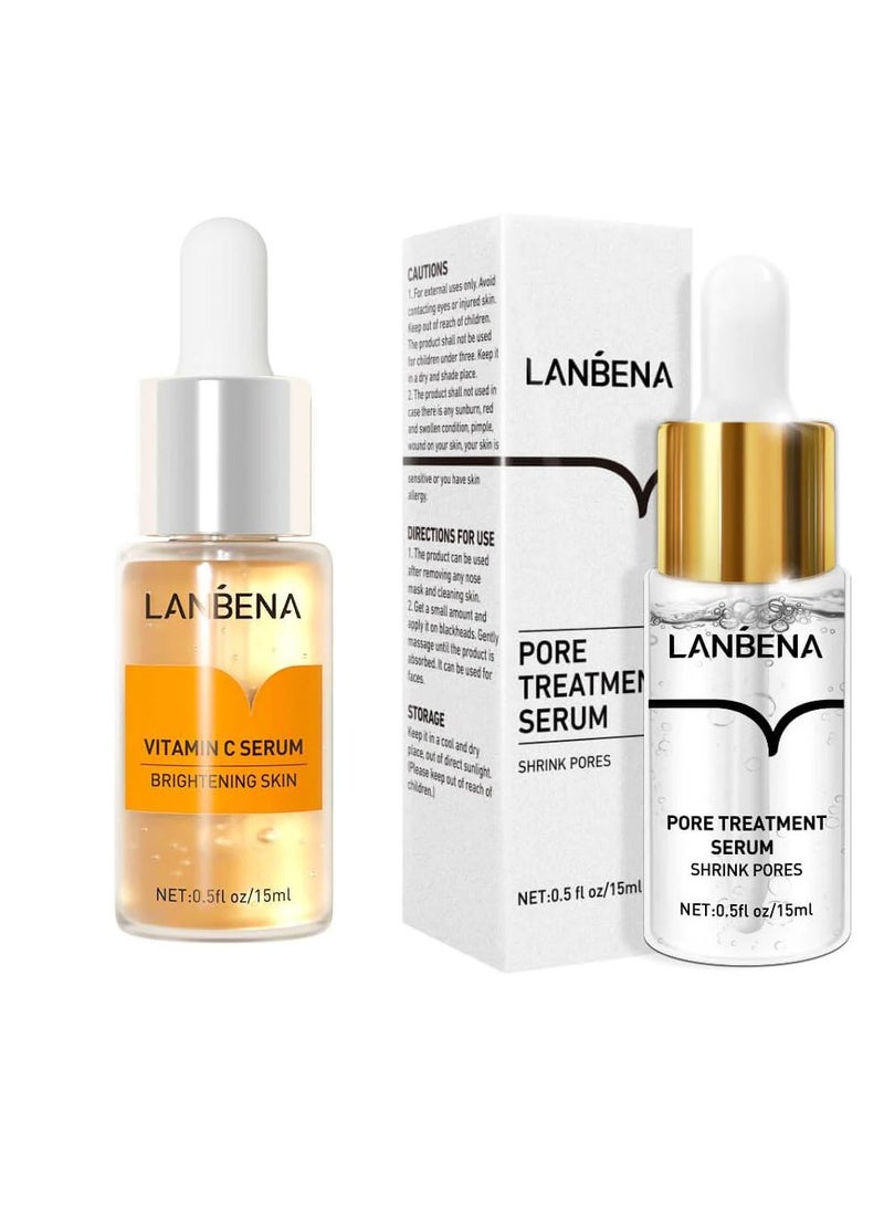 LANBENA Pore Treatment Serum & Vitamin C Serum Brightening Anti-Aging Skin  - Image 1
