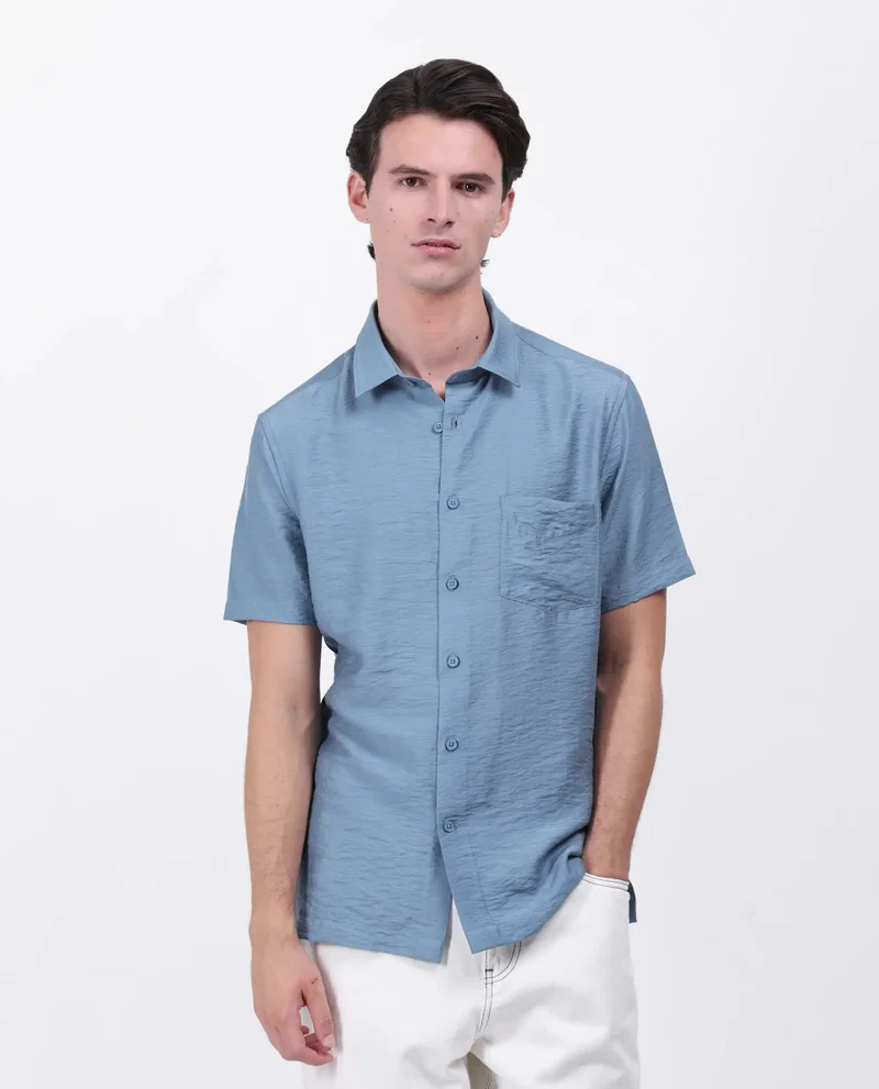 Rare Rabbit Men's Regular Fit Solid Shirt With Pocket