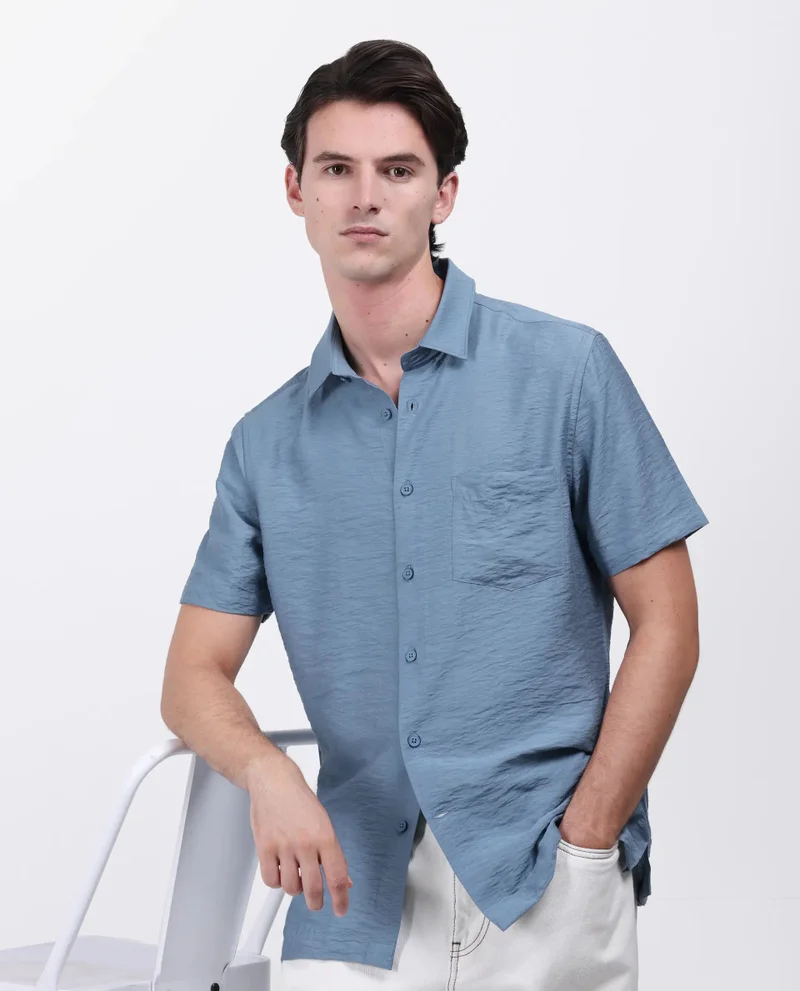 Rare Rabbit Men's Regular Fit Solid Shirt With Pocket