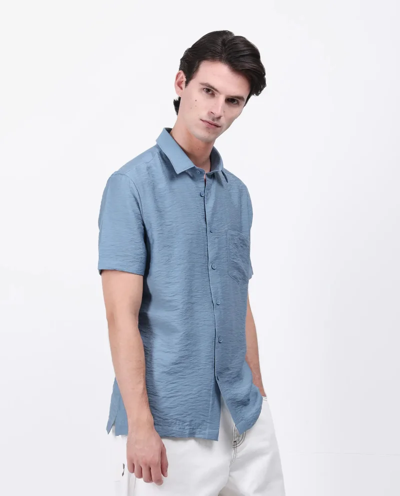Rare Rabbit Men's Regular Fit Solid Shirt With Pocket