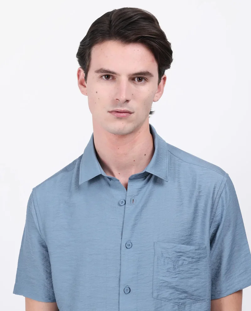 Rare Rabbit Men's Regular Fit Solid Shirt With Pocket