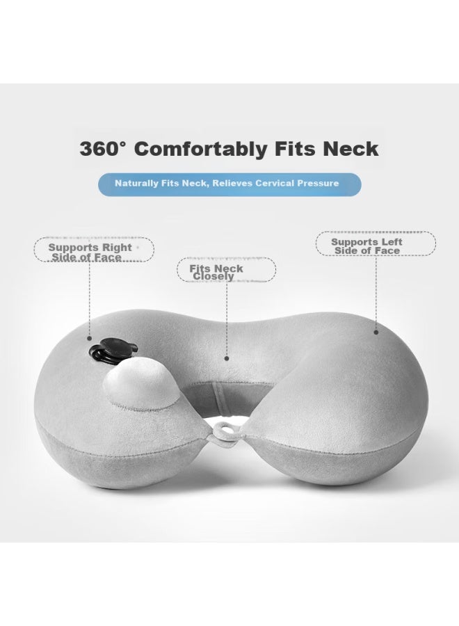 BADIGAO Baidi Gao Press-in Inflatable U-shaped Pillow, Travel Pillow, Portable, For Long-distance Travel, High-speed Rail, Airplane, Sleeping Aid, Headrest, Neck Support Pillow, Backrest  - Image 3