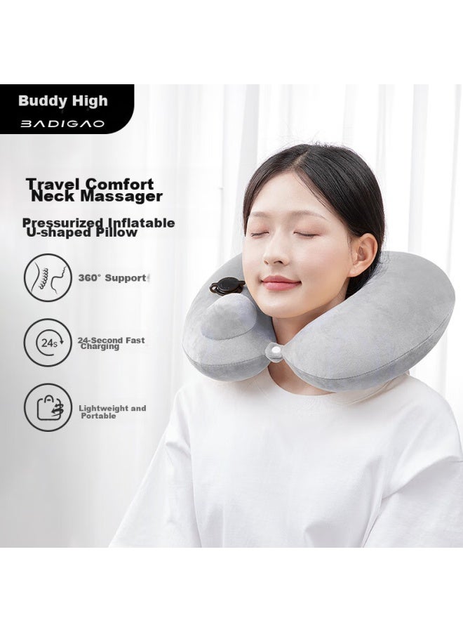 BADIGAO Baidi Gao Press-in Inflatable U-shaped Pillow, Travel Pillow, Portable, For Long-distance Travel, High-speed Rail, Airplane, Sleeping Aid, Headrest, Neck Support Pillow, Backrest  - Image 1