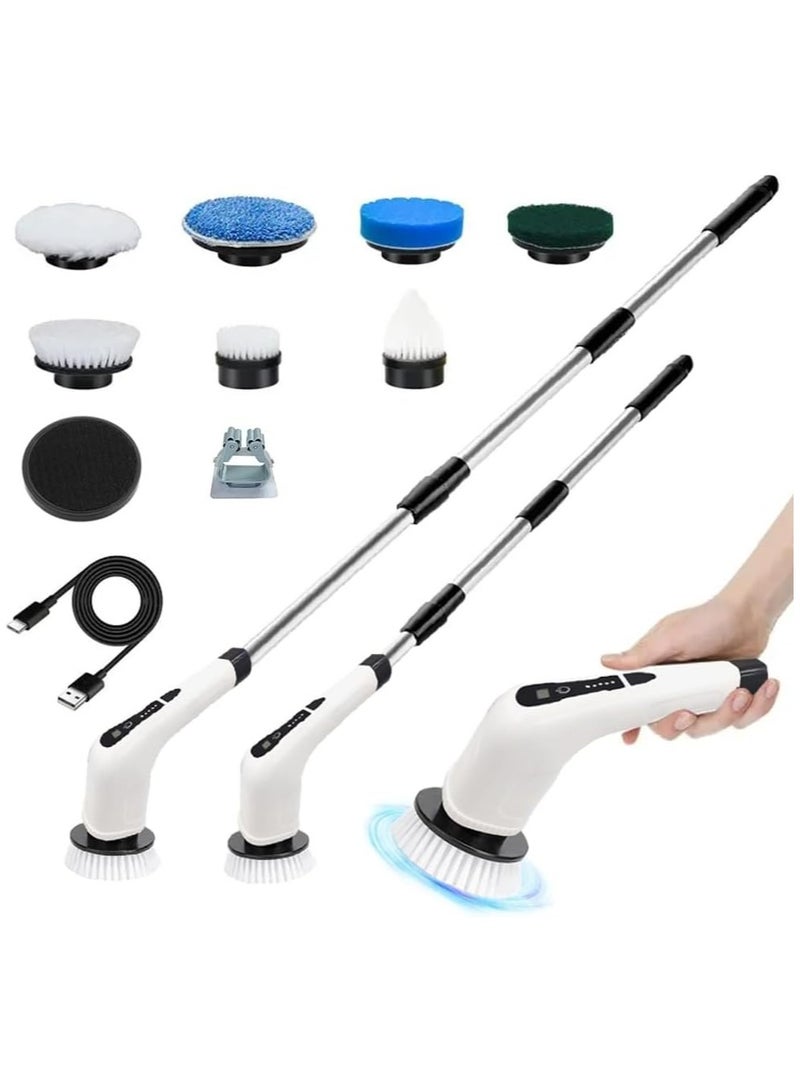 Electric Spin Scrubber, Cordless Cleaning Brush with 7 Replaceable Heads, 2-Speed Rechargeable Power Scrubber with Extendable Handle for Bathroom, Tile, Tub, Floor & Kitchen - Image 1