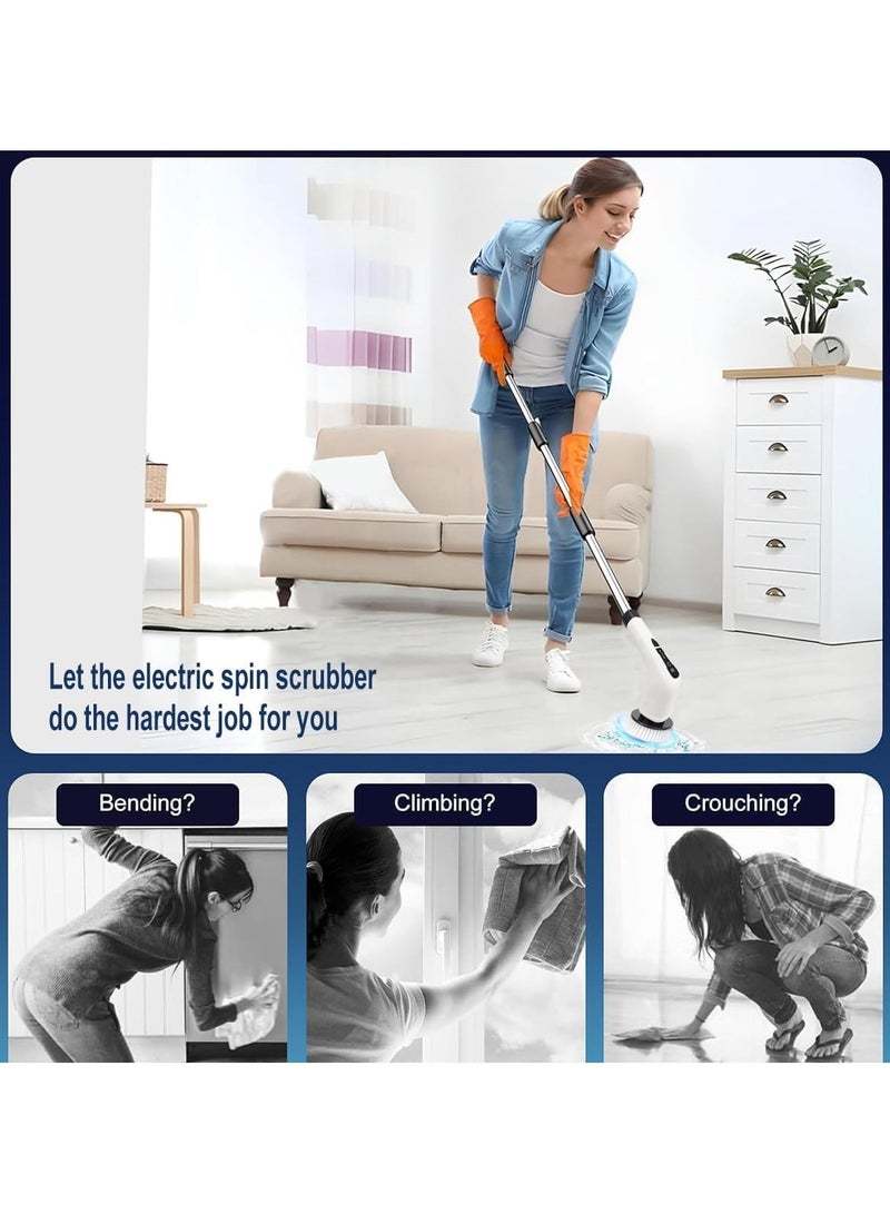 Electric Spin Scrubber, Cordless Cleaning Brush with 7 Replaceable Heads, 2-Speed Rechargeable Power Scrubber with Extendable Handle for Bathroom, Tile, Tub, Floor & Kitchen - Image 3