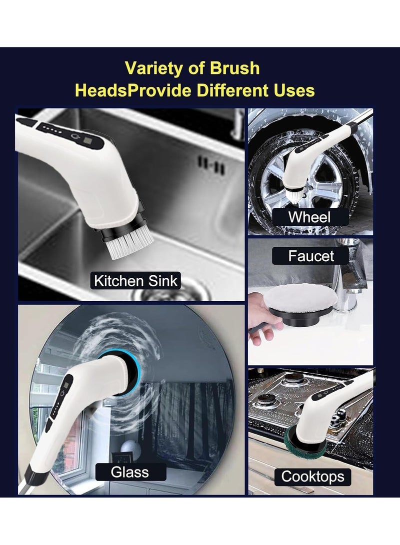Electric Spin Scrubber, Cordless Cleaning Brush with 7 Replaceable Heads, 2-Speed Rechargeable Power Scrubber with Extendable Handle for Bathroom, Tile, Tub, Floor & Kitchen - Image 4