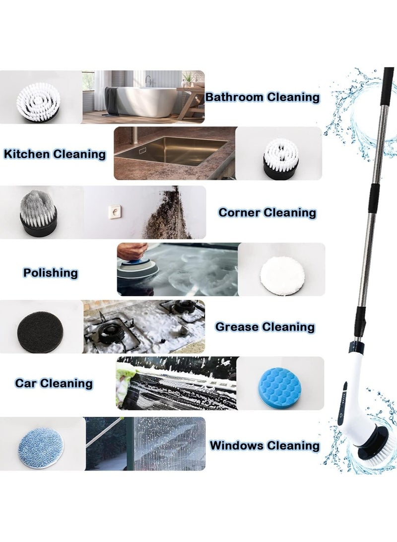 Electric Spin Scrubber, Cordless Cleaning Brush with 7 Replaceable Heads, 2-Speed Rechargeable Power Scrubber with Extendable Handle for Bathroom, Tile, Tub, Floor & Kitchen - Image 5