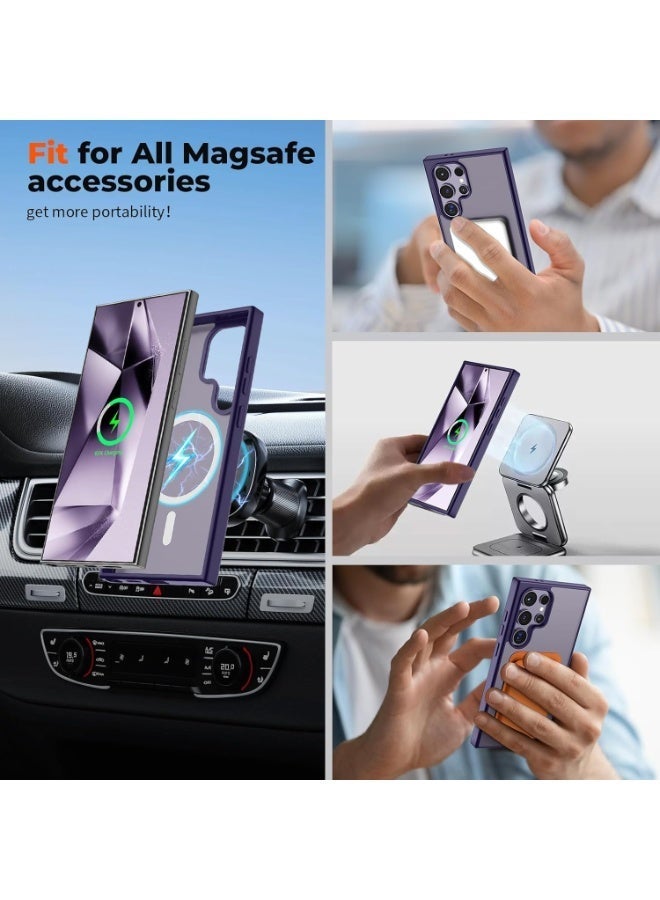 Magnetic for Samsung Galaxy S24 Ultra Case Matte Purple, S24 Ultra Phone Case Compatible with MagSafe Frosted Translucent Shockproof Anti-Scratch Slim Fit Case Military Grade Protection (Matte Purple) - Image 3