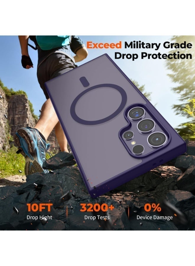 Magnetic for Samsung Galaxy S24 Ultra Case Matte Purple, S24 Ultra Phone Case Compatible with MagSafe Frosted Translucent Shockproof Anti-Scratch Slim Fit Case Military Grade Protection (Matte Purple) - Image 4