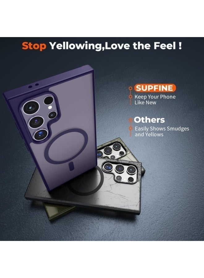 Magnetic for Samsung Galaxy S24 Ultra Case Matte Purple, S24 Ultra Phone Case Compatible with MagSafe Frosted Translucent Shockproof Anti-Scratch Slim Fit Case Military Grade Protection (Matte Purple) - Image 5