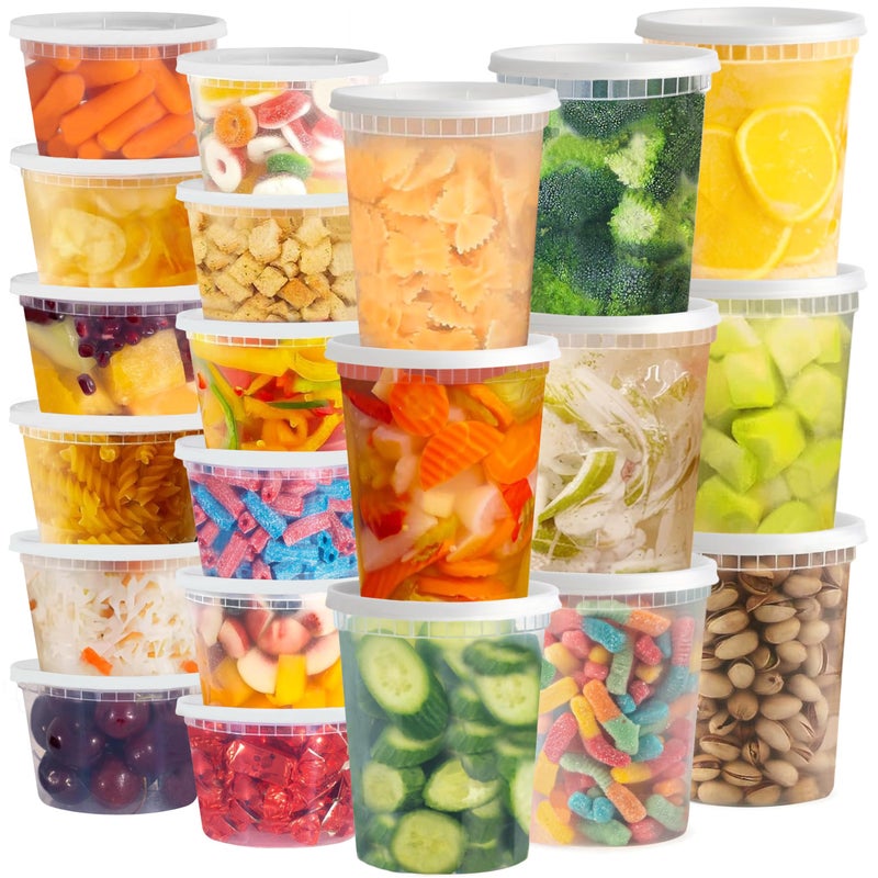 Tashibox 48 Pack Plastic Deli Containers with 54 Lids 16  32 oz 24 Each  Food Storage Containers  Clear Disposable Meal Prep Containers BPA Free Stackable Leakproof Microwave and Freezer Safe