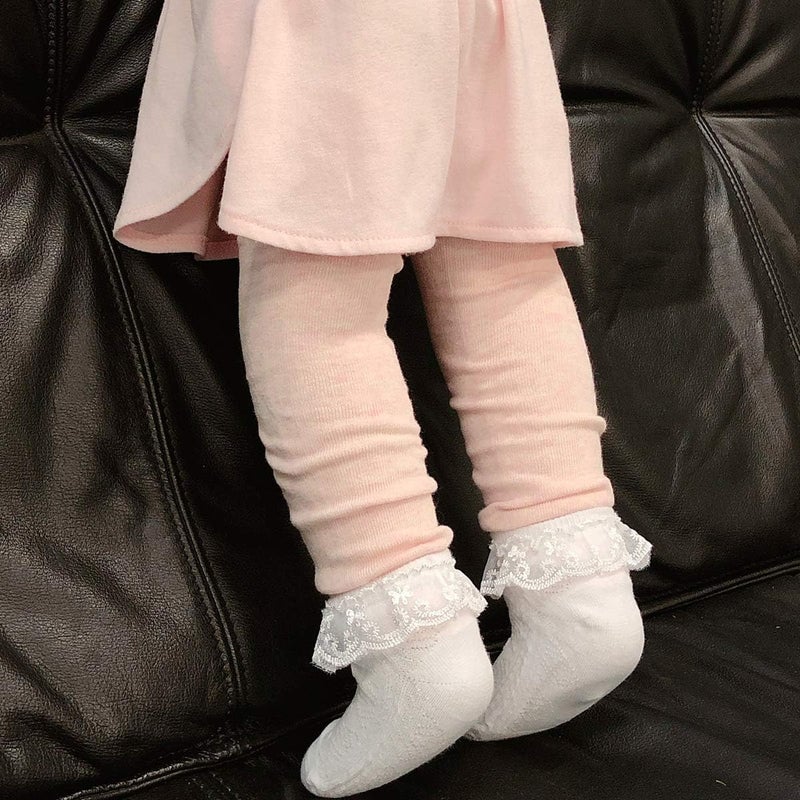 Bowbear 5 Pair Baby and Toddler Leg Warmers, Happy Legs Pink & Gray - Image 4