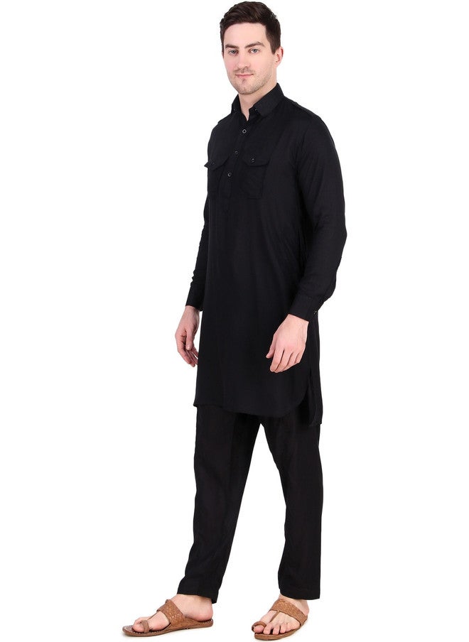 PREEN Adults-Men Black Kurta Sets - Image 4