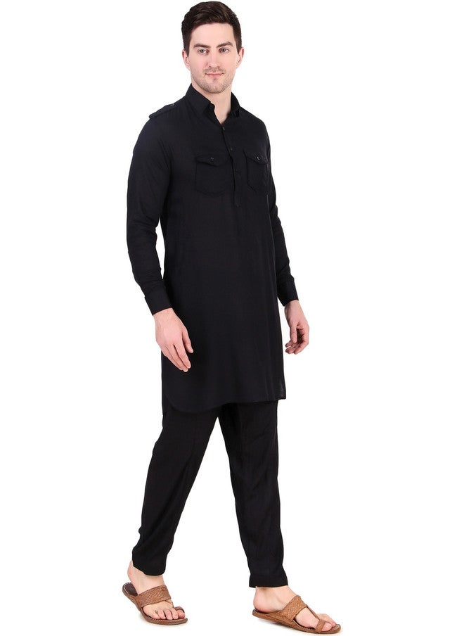 PREEN Adults-Men Black Kurta Sets - Image 3