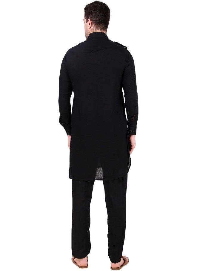 PREEN Adults-Men Black Kurta Sets - Image 5