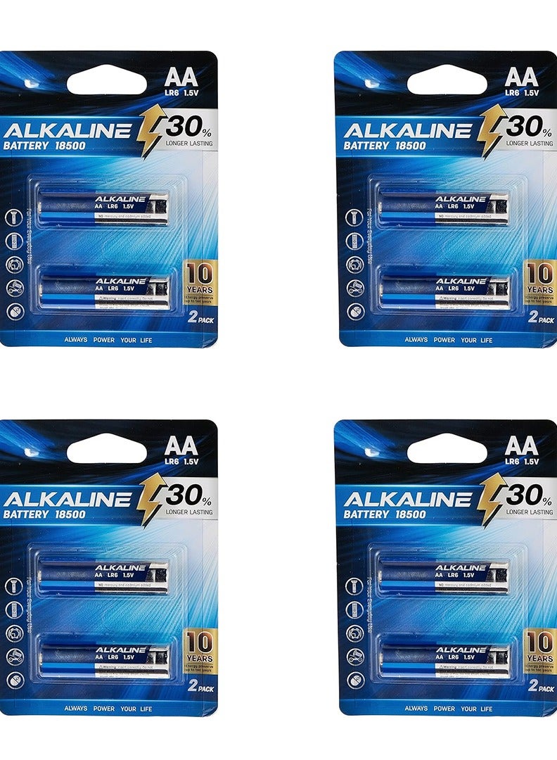 Deli Alkaline AA Batteries - Pack of 8, 30% Longer Lasting, Mercury-Free, E18500 - Image 1