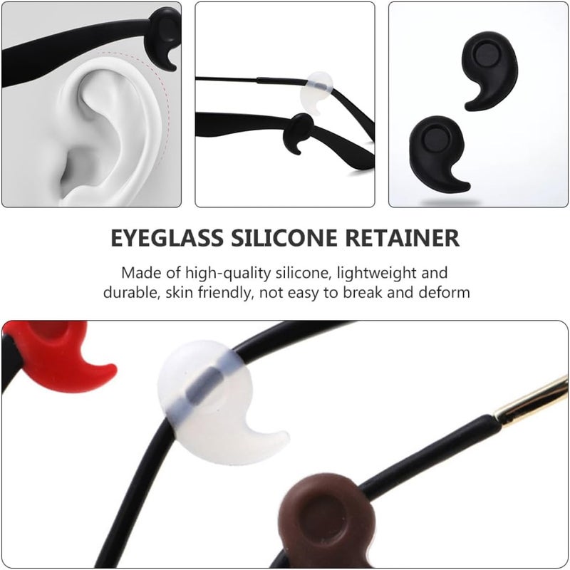 20 Pairs Anti-slip Eyeglass Ear Grips Silicone Retainer Hooks, Black and White round Ear Clips for Sports and Daily Use - Image 3