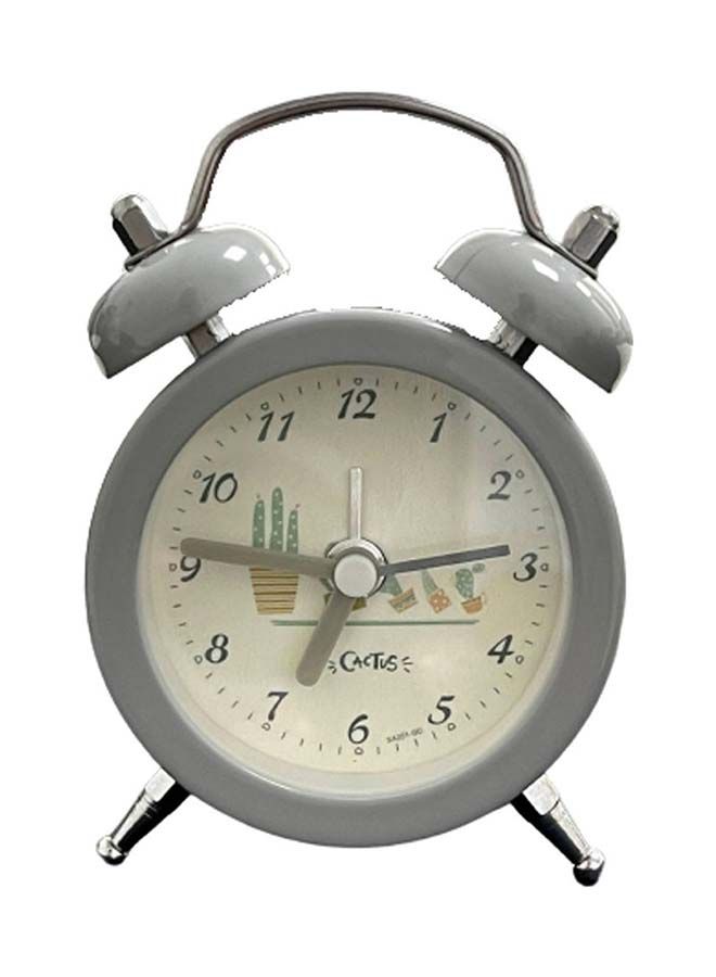 NIBEMINENT Double Bell Analog Alarm Clock Grey 4.53x2.32x6.5inch - Image 1