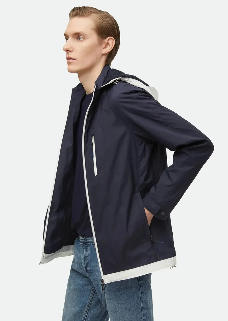 رامسي معطف جينز منسوج بغطاء رأس، أزرق داكن، بقصة عادية