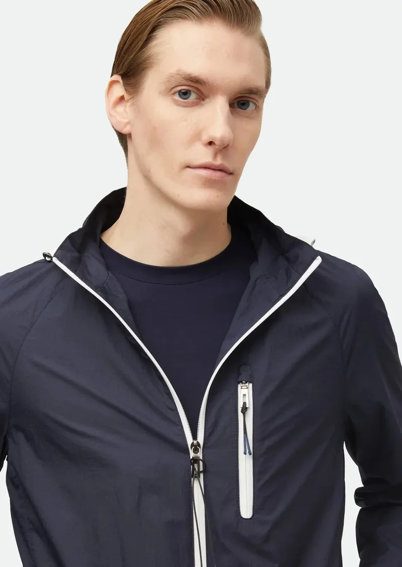 رامسي معطف جينز منسوج بغطاء رأس، أزرق داكن، بقصة عادية