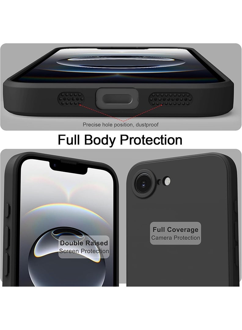 رفع القضية متوافق مع حافظة Apple iPhone 16e مقاس 6.1 بوصة، سيليكون سائل ناعم وممتاز [بطانة من الألياف الدقيقة المضادة للخدش] غطاء هاتف نحيف واقٍ مقاوم للصدمات لهاتف iPhone 16e 2025، أسود - Image 3