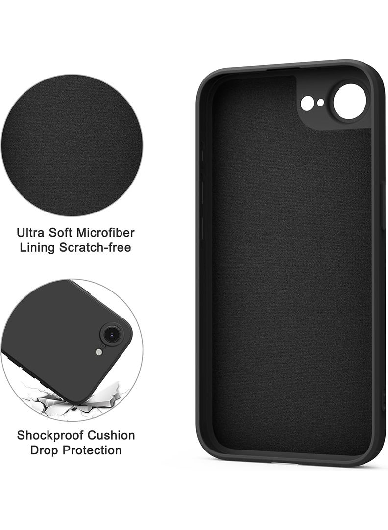 رفع القضية متوافق مع حافظة Apple iPhone 16e مقاس 6.1 بوصة، سيليكون سائل ناعم وممتاز [بطانة من الألياف الدقيقة المضادة للخدش] غطاء هاتف نحيف واقٍ مقاوم للصدمات لهاتف iPhone 16e 2025، أسود - Image 5