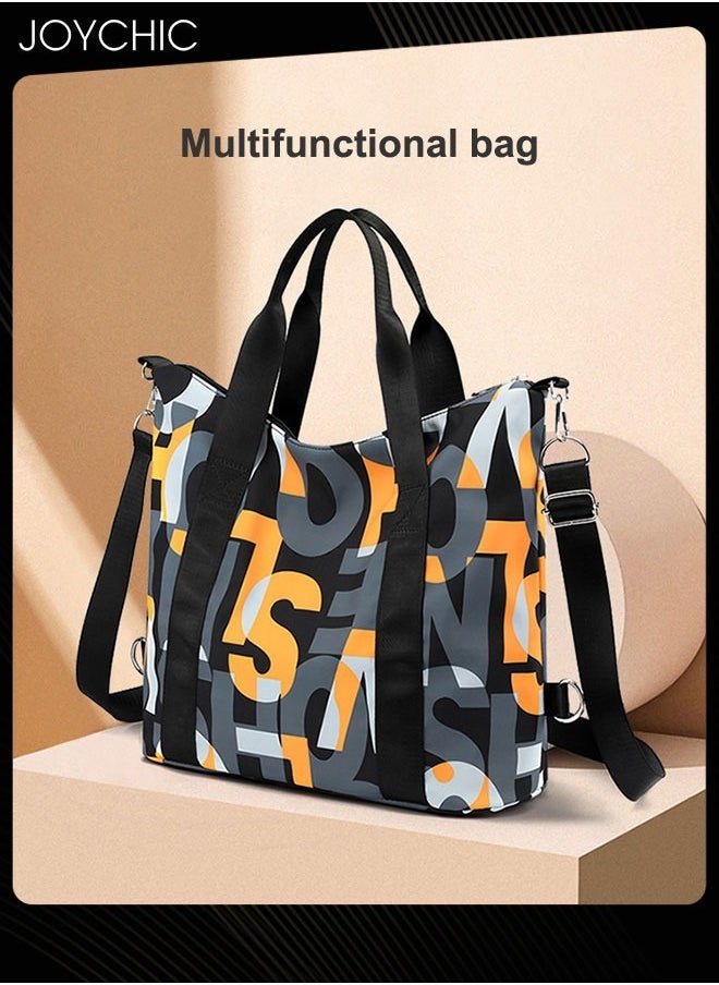 Joychic - Korean Style Letter Design Nylon Waterproof and Wear Resistant Tote Women Travel Large Capacity Dual-purpose Messenger Shoulder Crossbody Bag - Image 1