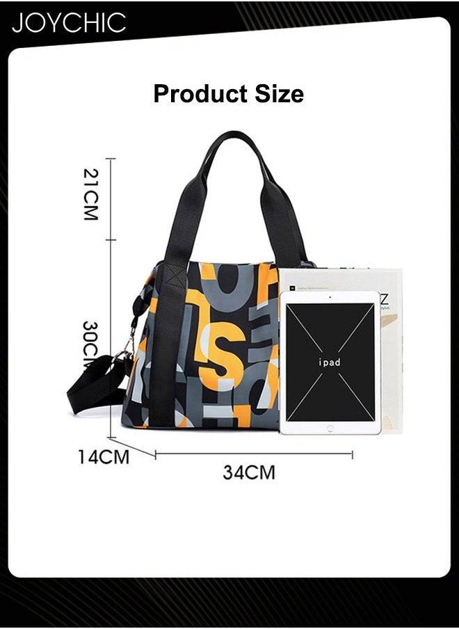 Joychic - Korean Style Letter Design Nylon Waterproof and Wear Resistant Tote Women Travel Large Capacity Dual-purpose Messenger Shoulder Crossbody Bag - Image 1