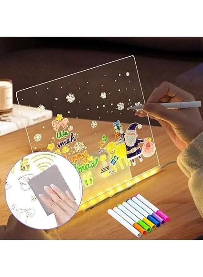Colorful LED Memo Board – Dry Erase Acrylic Board with Neon Light – Illuminated Clear Whiteboard with 7 Color Markers – Message and Drawing Board for Office, Home, and Kids' Room (USB) - Image 4