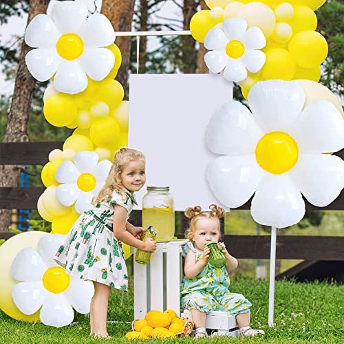 YUJUN 11PCS Daisy Balloons,Huge White Flower Daisy Foil Mylar Balloons for Baby Shower Wedding Groovy Boho Daisy Birthday Party Decorations (43in''28in''16in'') - Image 5