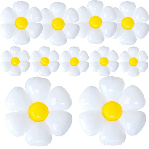 YUJUN 11PCS Daisy Balloons,Huge White Flower Daisy Foil Mylar Balloons for Baby Shower Wedding Groovy Boho Daisy Birthday Party Decorations (43in''28in''16in'') - Image 1