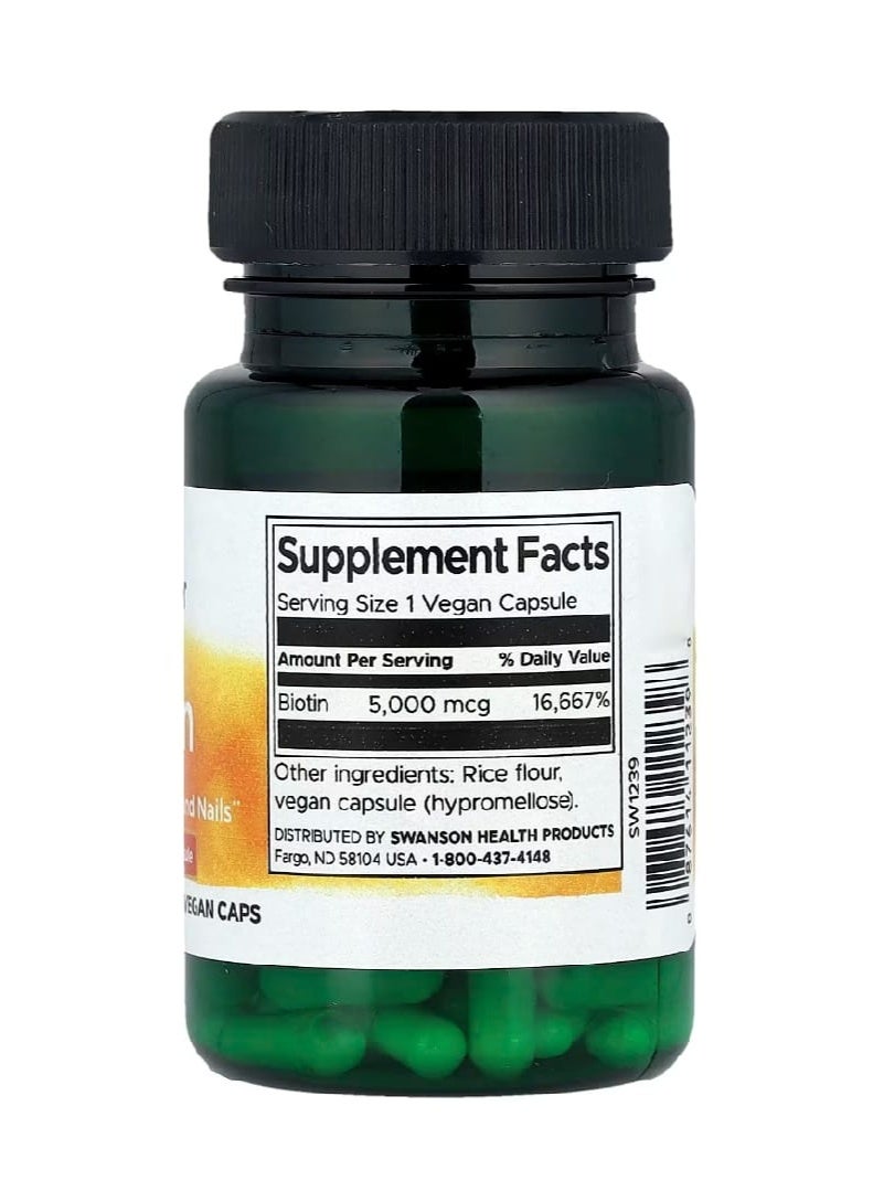 SWANSON Biotin 5000 mcg 30 Vegan Caps - Image 2