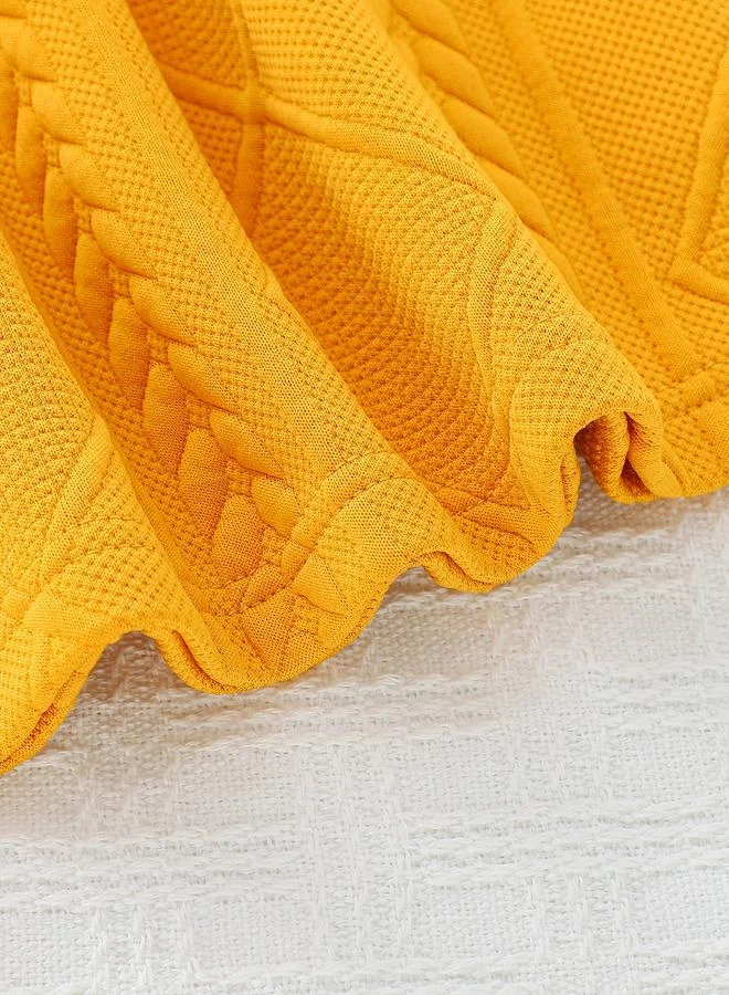 تايك تو Take Two Mustard Textured Bow Decor Dress and Sling Bag Set