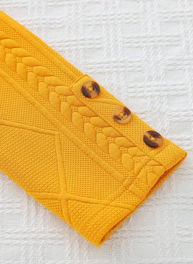 Take Two Mustard Textured Bow Decor Dress and Sling Bag Set - Image 4