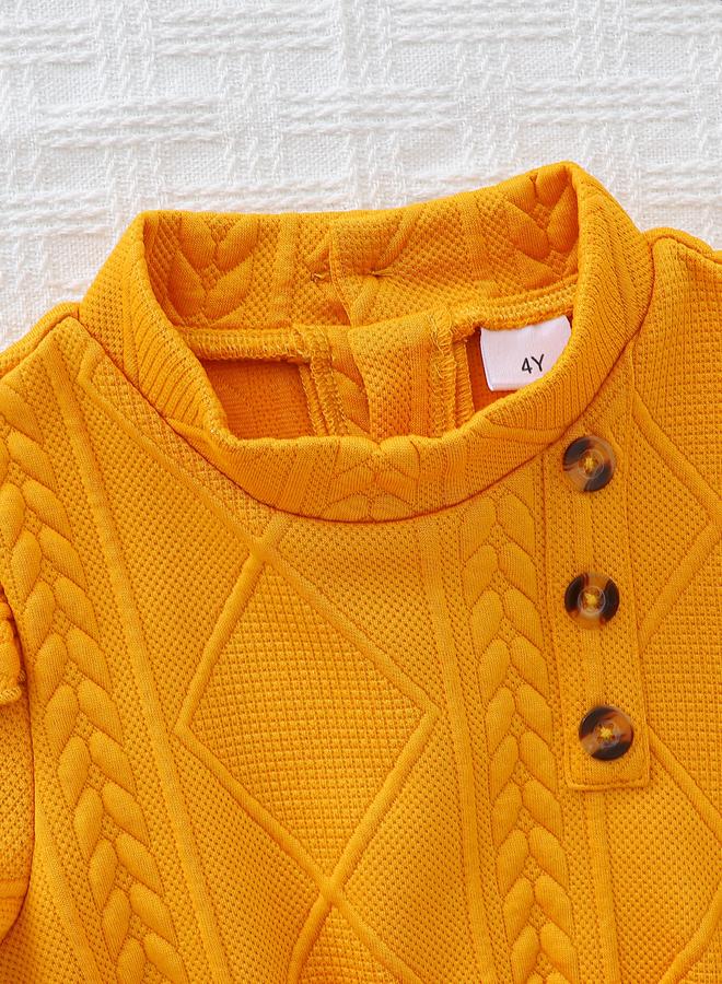 Take Two Mustard Textured Bow Decor Dress and Sling Bag Set - Image 3