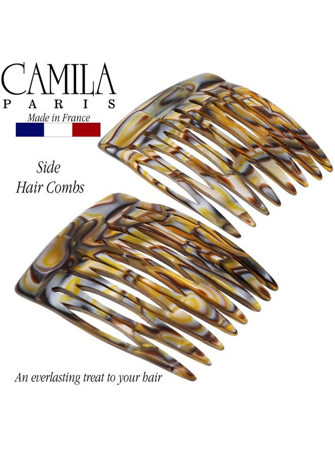 CAMILA Paris CP2332/2 French Hair Side Comb Handmade Onyx, Small Twist Hair Decorative, Strong Hold Clips for Women Bun Chignon Up-Do Styling Girls Hair Accessories, Made in France - Image 5
