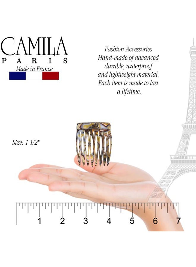 CAMILA Paris CP2332/2 French Hair Side Comb Handmade Onyx, Small Twist Hair Decorative, Strong Hold Clips for Women Bun Chignon Up-Do Styling Girls Hair Accessories, Made in France - Image 3