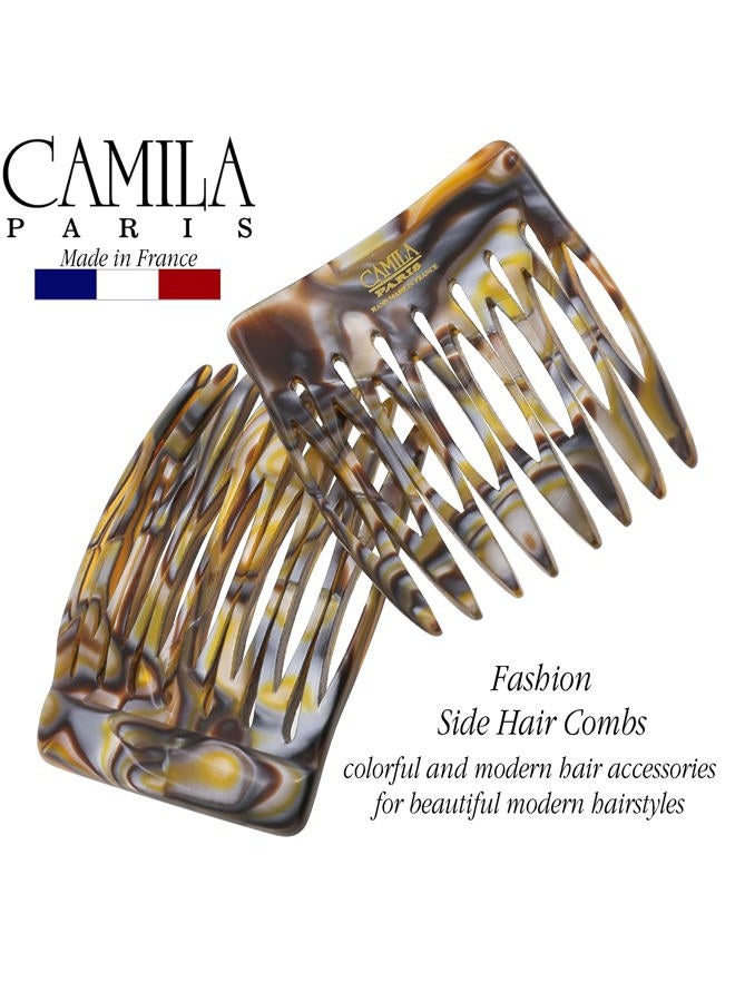 CAMILA Paris CP2332/2 French Hair Side Comb Handmade Onyx, Small Twist Hair Decorative, Strong Hold Clips for Women Bun Chignon Up-Do Styling Girls Hair Accessories, Made in France - Image 4