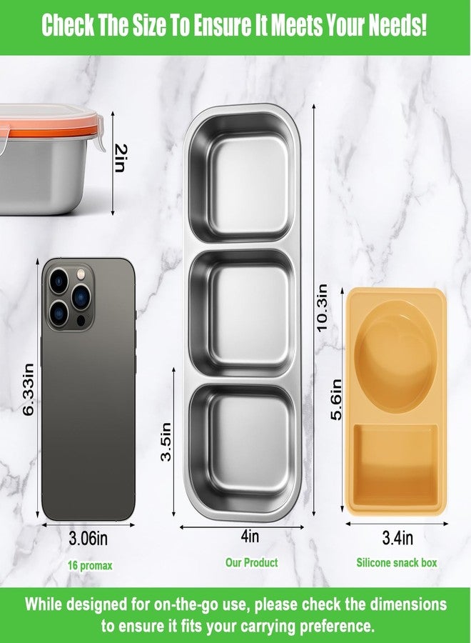 Palksky Snackle Box Container Stainless Steel, Reusable Snack Containers with Lids, 3 Compartment Divided Food Storage Containers for School, Home, Travel - Image 2